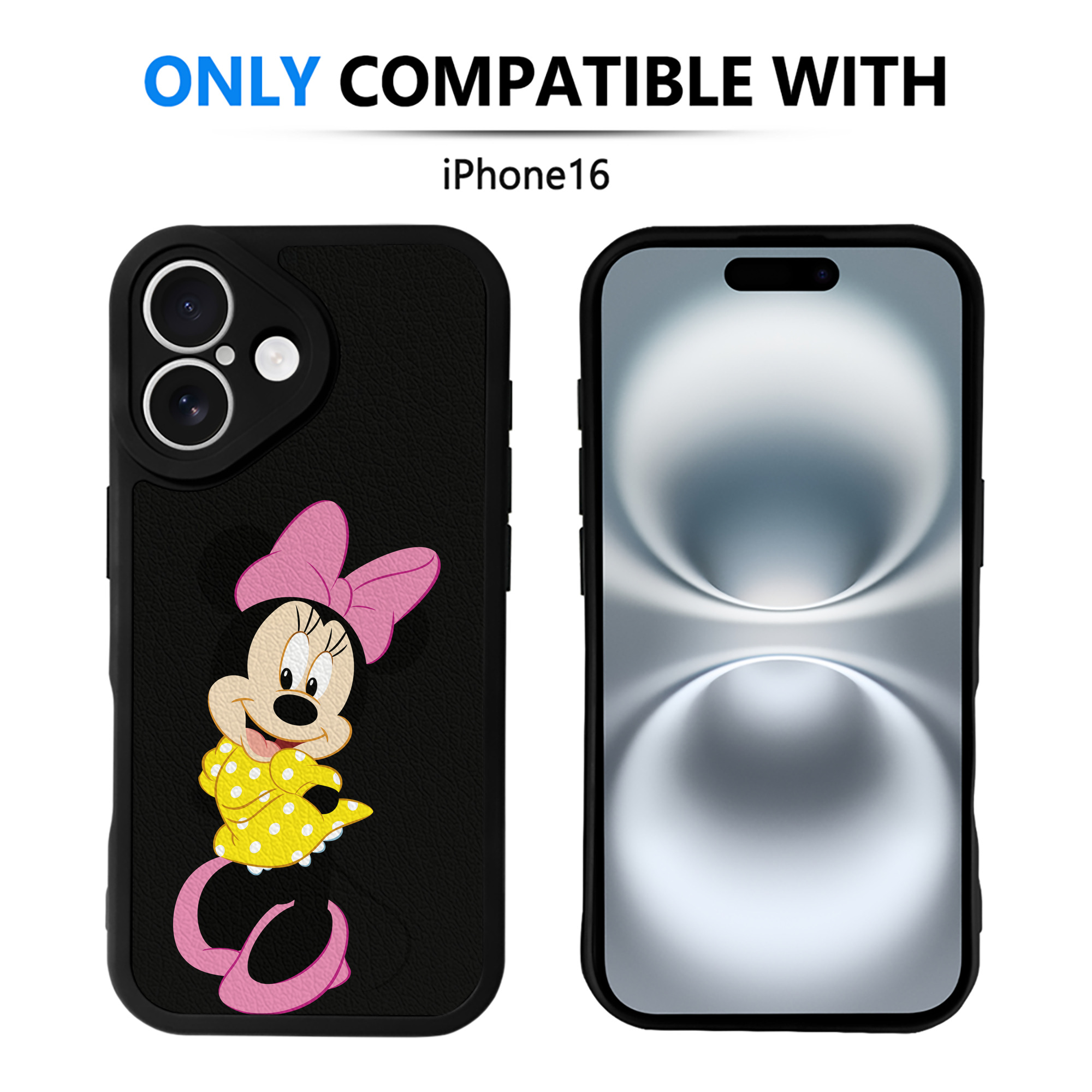 （画像用） ミッキーマウス Mickey Mouse 【iPhone 16シリーズ対応】シリコンスマホケース（レザー調） 材質：シリコン